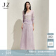 玖姿·安娜蔻藝術(shù)感流光裙光澤感百褶傘裙半身裙女2025春季新款 粉紫 L