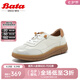 Bata休閑鞋女2025春商場(chǎng)新款通勤牛羊皮德訓(xùn)厚軟底開車鞋ATK52AM5七夕 米白 37