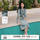 秋水伊人優(yōu)雅浪漫裙子2025年夏季新款氣質(zhì)簡約通勤立領(lǐng)設計連衣裙 牛仔藍 L