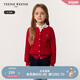 Teenie Weenie Kids小熊童裝25年新款女童親子純棉絞花開(kāi)衫毛衣 紅色 160 cm
