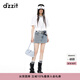 DZZIT地素短褲夏季精致鉆飾設(shè)計(jì)浪漫感牛仔褲女 藍(lán)色 M