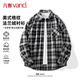 凡客誠品（VANCL）法蘭絨格紋長(cháng)袖襯衫男款秋季潮流休閑翻領(lǐng)襯衣外套男 黑白格 M