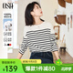 歐莎（OSA）知性通勤條紋長(zhǎng)袖T恤女2025秋新款法式寬松顯瘦內(nèi)搭打底衫上衣 黑白條 L