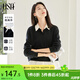 歐莎（OSA）假兩件套頭衛衣女襯衫領(lǐng)春季新款2025年洋氣寬松拼接上衣 黑色 2XL