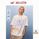 HOLLISTER【涼感印花T】25夏新款情侶寬松T恤男裝女裝KI323-5008 奶油色 M (180/100A)