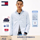 TOMMY JEANS【牛津紡】25新款春夏男女肌理條紋亞洲版長(cháng)袖襯衣/純棉純色襯衫 藍色C3Q XL