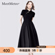 MeetMetro瑪依爾2025夏新中式國風(fēng)連衣裙女東方簡(jiǎn)奢風(fēng)小黑裙拼接旗袍裙 黑色 S