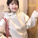 魯雅爾chic重磅紐扣設(shè)計感連帽衛(wèi)衣女春秋季小個子寬松顯瘦外套上衣情侶 白灰色 L