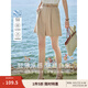 茵曼（INMAN）冰氧吧涼感輕薄休閑短褲女2025年夏季新款高腰顯瘦a字西裝褲子 淺卡其 27