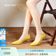 NINE WEST玖熙黃色高跟鞋女2025夏季新款中跟配裙子尖頭細(xì)跟真皮單鞋 黃色-羊反絨面-跟高5.5CM 36