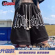 邊七歐美發(fā)泡短褲男夏季美式五分褲潮牌情侶運動(dòng)寬松大碼休閑籃球褲子 【高質(zhì)量升級版】D08黑色】 XL 建議體重120-130斤