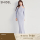 SNIDEL2025春夏新品優(yōu)雅掛脖蝴蝶結(jié)系帶露肩針織連衣裙SWNO251064 藍(lán)紫色 均碼