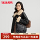 鴨鴨短款羊羔絨羽絨服女2025年冬季新款時(shí)尚寬松百搭毛領(lǐng)皮衣夾克外套 黑色 M