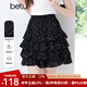百圖betu女裝2025夏季新款半身裙仲夏夜夢(mèng)印花蓬蓬裙蛋糕裙子2505T48 黑色 M