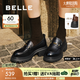 百麗（Belle）七夕禮物復(fù)古抓皺鎏金樂福鞋女商場款牛皮粗跟jk鞋E1Y1DCA5預(yù)售 黑色 37