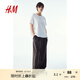 H&M女裝休閑褲2025氣質(zhì)簡約高腰寬松直筒通勤商務(wù)西褲長褲1264877 深棕色 XL 170/100