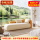 香榭瑞景現代輕奢貴妃椅弧形沙發(fā)椅小戶(hù)型客廳懶人躺椅酒店高端休閑美人榻 （米+橙）160cm默認發(fā)圖片A方向 支持定制顏色+送兩個(gè)抱枕