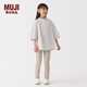 無印良品（MUJI）大童 強(qiáng)捻 七分袖束腰長上衣 兒童襯衫女童童裝 25年夏季 淺灰色 150 /68A