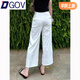DGOV白色九分褲女夏季薄款2025年新款顯瘦高腰小個(gè)子窄版闊腿褲子女 白色 S 【80-95斤】
