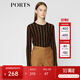 PORTS寶姿 新品女裝簡(jiǎn)約條紋撞色針織衫LA9K410GZF026 黑色混色 S