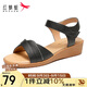 紅蜻蜓媽媽涼鞋女夏季休閑軟底時(shí)尚防滑中老年涼鞋 WNK23051 黑色 37