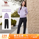 駱駝（CAMEL）立領(lǐng)長(cháng)袖運動(dòng)服女裝休閑衛衣兩件套裝 C24CARLG644 華芙紫/黑 L