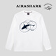 大青鯊 AIR SHARK正品鯊魚(yú)長(cháng)袖T恤男秋季新款高端創(chuàng  )意設計上衣重磅寬松休閑情侶衫 白色長(cháng)袖 2XL