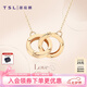謝瑞麟（TSL）18K金項(xiàng)鏈女款雙環(huán)玫瑰金彩金項(xiàng)鏈送女友BC152七夕禮物 45cm K黃-項(xiàng)鏈