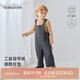 babylove寶寶背帶褲秋款室外長(cháng)褲嬰幼兒褲子潮流工裝褲丹寧牛仔計劃 牛仔計劃 80