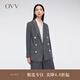OVV2024春夏新款女裝韓國進(jìn)口亞麻混紡雙排扣西服外套 牛仔藍(lán)（凈色）13 XL