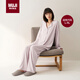 無(wú)印良品（MUJI）女式 柔軟針織 前開(kāi)睡衣套裝 煙熏粉色 L-XL
