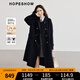 紅袖100%綿羊毛呢大衣冬季2024新款女裝學(xué)院風(fēng)落肩高級翻領(lǐng)雙面呢外套 藏青495 M