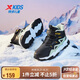 特步（XTEP）兒童童鞋精貂絨內里革面防風(fēng)保暖免系帶棉鞋 黑/灰草綠 38碼