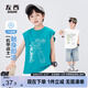 左西男童背心涼感薄款無(wú)袖T恤2025新款兒童夏裝男孩上衣 碧藍(lán)色 150