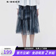 S.DEER圣迪奧女裝松緊水墨暈染網(wǎng)紗A字半身長(zhǎng)裙S222Z1147 藍(lán)灰/04 S 160