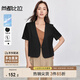 尚都比拉職場(chǎng)通勤西裝女夏季涼感防曬高級感墊肩短款小西服外套 黑色 M