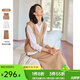 歐莎（OSA）春季連帽馬夾衛衣半身裙三件套女2025年新款休閑運動(dòng)套裝 卡其色 M