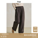 旅途原品ltyp 250G美麗諾羊毛混紡及地褲 時(shí)尚垂感休閑長(cháng)褲女秋 灰紫色 M