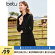百圖betu女裝秋季新款連衣裙連帽針織高級感復(fù)古中長裙女2309T90 黑色 M