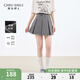 秋水伊人百搭顯瘦百褶裙2025年夏季新款女A字蝴蝶結(jié)蕾絲半身裙 灰色 M