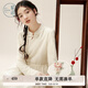 紫涵（ZIHAN）紫涵立領(lǐng)斜襟盤(pán)扣拼接連衣裙女2024年冬季新款重工刺繡收腰a字裙 米金 S