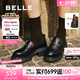 百麗（Belle）七夕禮物復(fù)古抓皺鎏金樂福鞋女商場款牛皮粗跟jk鞋E1Y1DCA5預(yù)售 黑色 37
