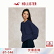 HOLLISTER經(jīng)典小海鷗圖案24春秋抓絨落肩衛衣女裝352-4218 藍色 L (165/100A)