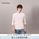 Calvin KleinJeans25早秋新款男士休閑通勤ck亞麻混紡圓領(lǐng)內(nèi)搭長袖T恤4RC255G YAS-牛乳白 L