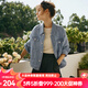 Olrain歐芮兒小香風(fēng)牛仔短外套女秋季新款寬松重工提花上衣 牛仔藍(lán) L