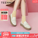 天美意鞋子女鞋樂福鞋柔軟牛皮簡約風(fēng)單鞋春秋款A(yù)G001CA3 米杏 37