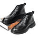 XO馬丁靴男牛皮2026春季新款男靴高幫工裝靴子男厚底休閑鞋 黑色 42
