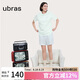 ubras水果系列滿印全棉短袖短褲家居服套裝女士睡衣女 帶杯-冰藍(lán)綠XL