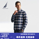 諾帝卡（NAUTICA）【商場同款】男裝春夏新款柔軟舒適法蘭絨格子襯衫男WO4404-N 藏青4NV L