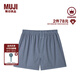 無(wú)印良品（MUJI）男式 棉府綢 前開(kāi)口平角內(nèi)褲 男士男生男款四角純棉 薩克森藍(lán)格紋 L 175/88A